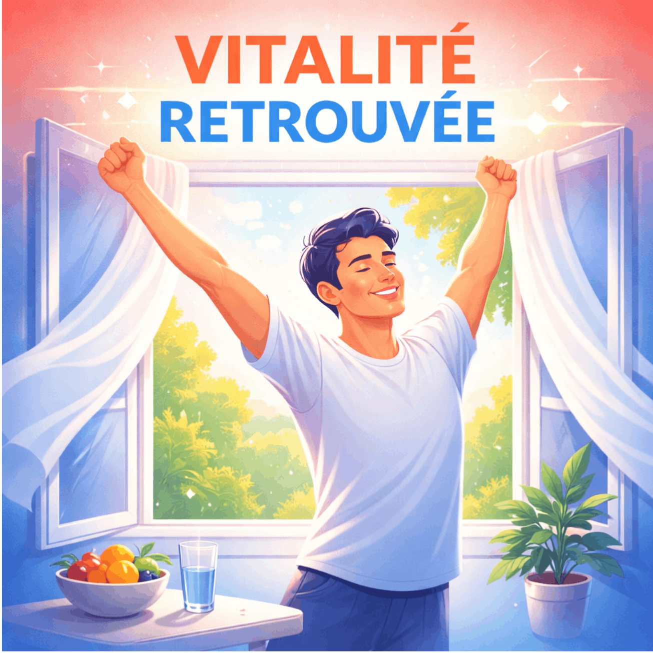 Illustration d’une personne retrouvant son énergie et son bien-être grâce à une meilleure hygiène de vie et une prise en charge adaptée.