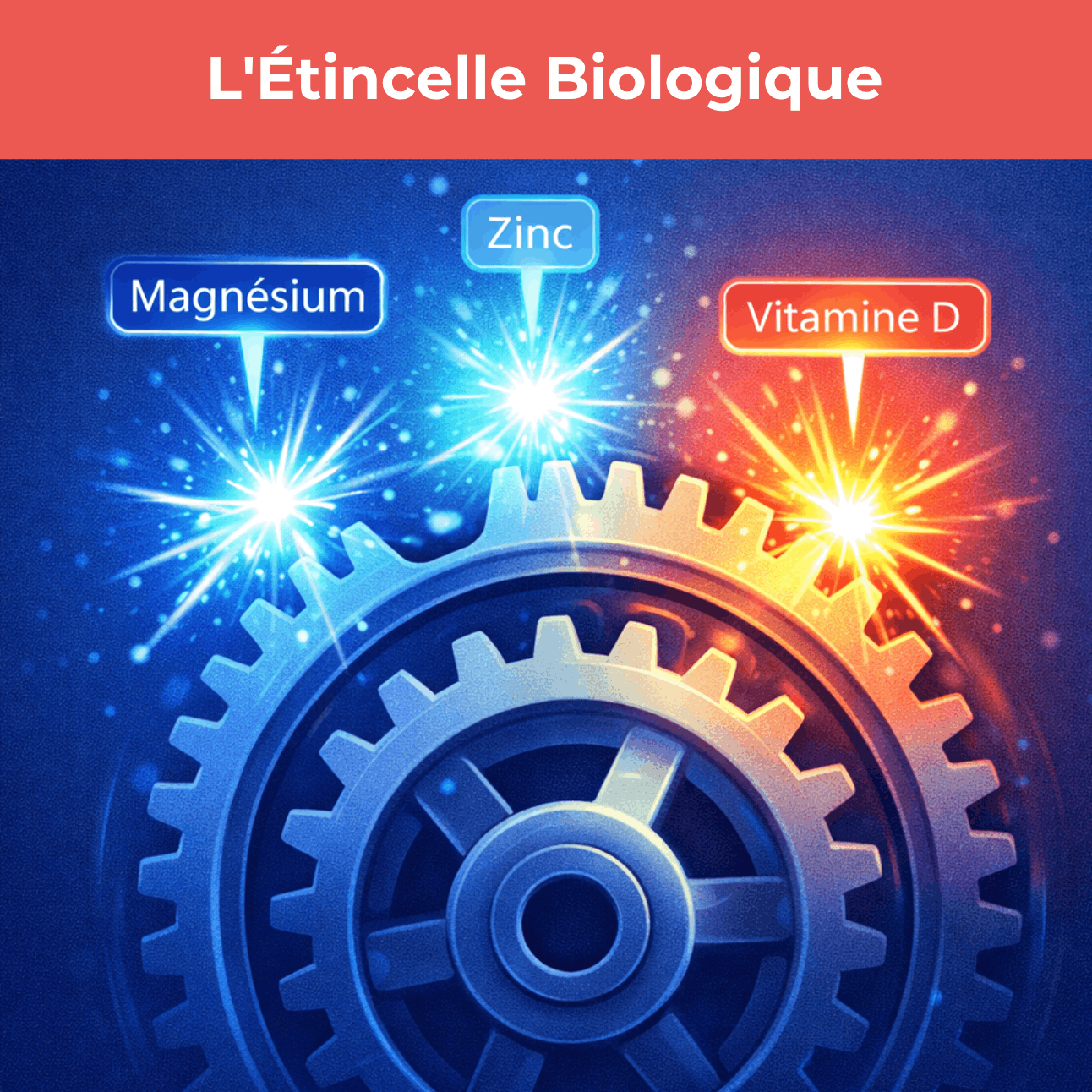 Illustration des micronutriments essentiels comme le magnésium, le zinc et la vitamine D impliqués dans l’énergie et le fonctionnement de l’organisme.