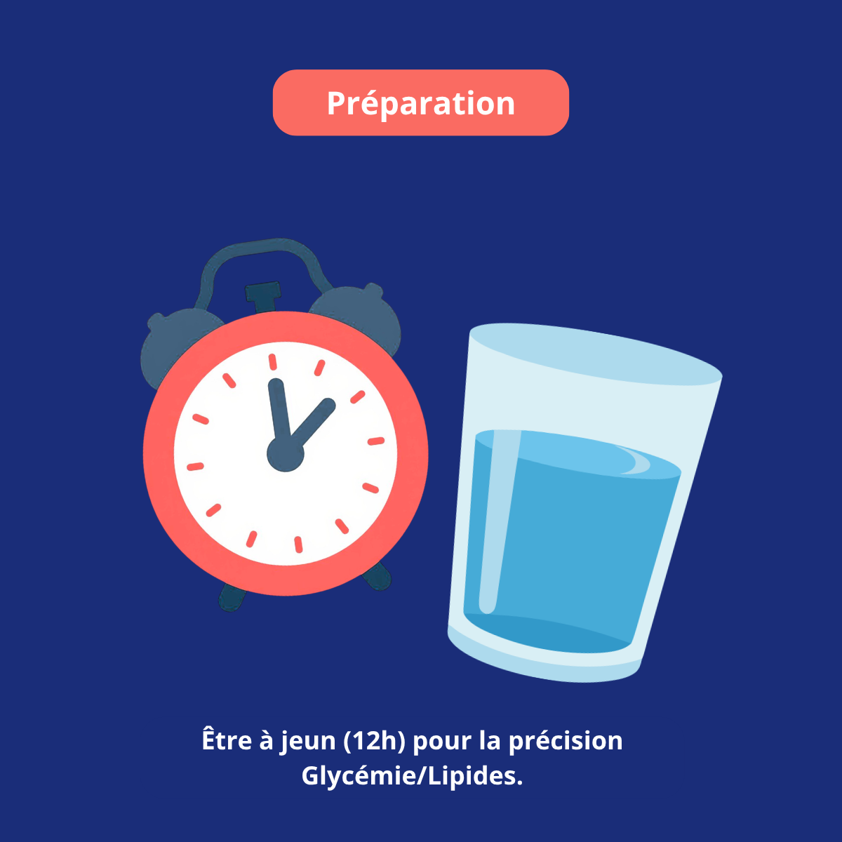 Préparation au bilan de santé avec consigne d’être à jeun avant une prise de sang