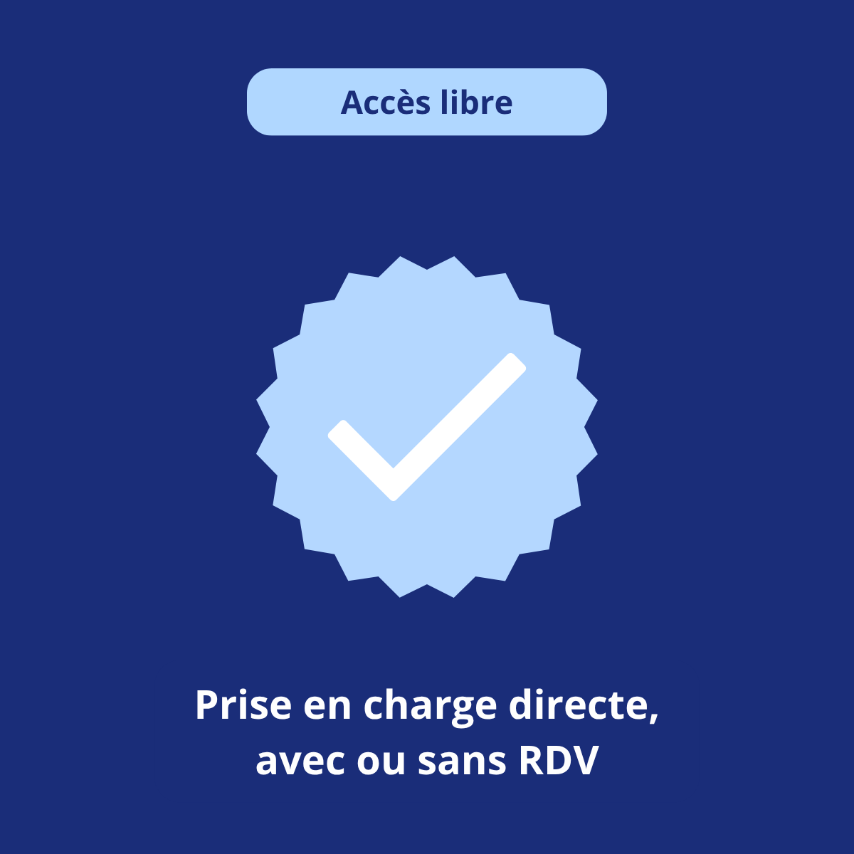 Icône accès libre pour bilan de santé avec prise en charge directe avec ou sans rendez-vous