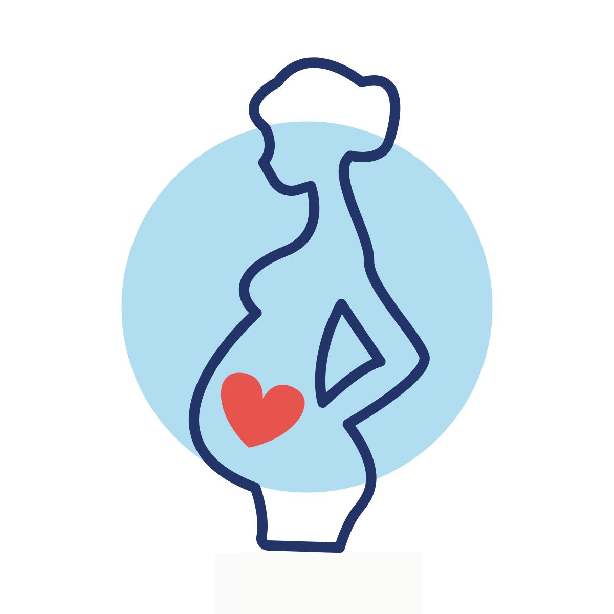 Illustration d'une femme enceinte représentant les premiers signes de grossesse et le test de grossesse.